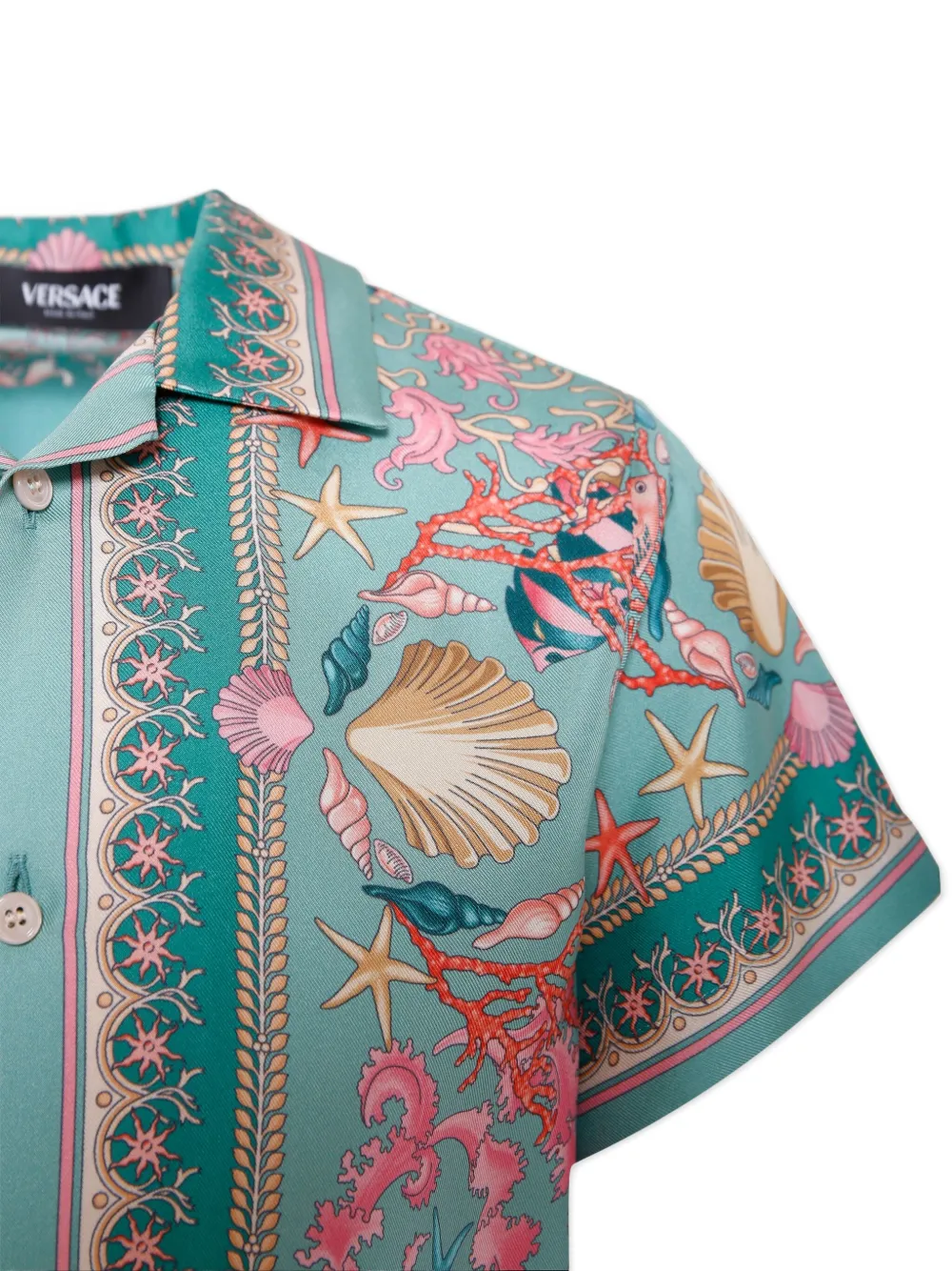 Versace Kids Underwater Barocco shirt met korte mouwen Groen