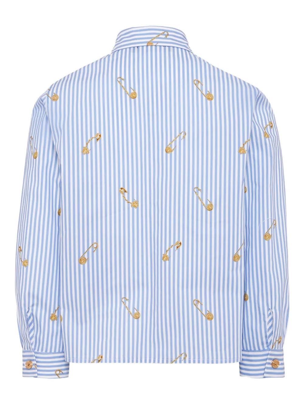 Versace Kids Gestreept shirt met Medusa Safety Pin-print Blauw