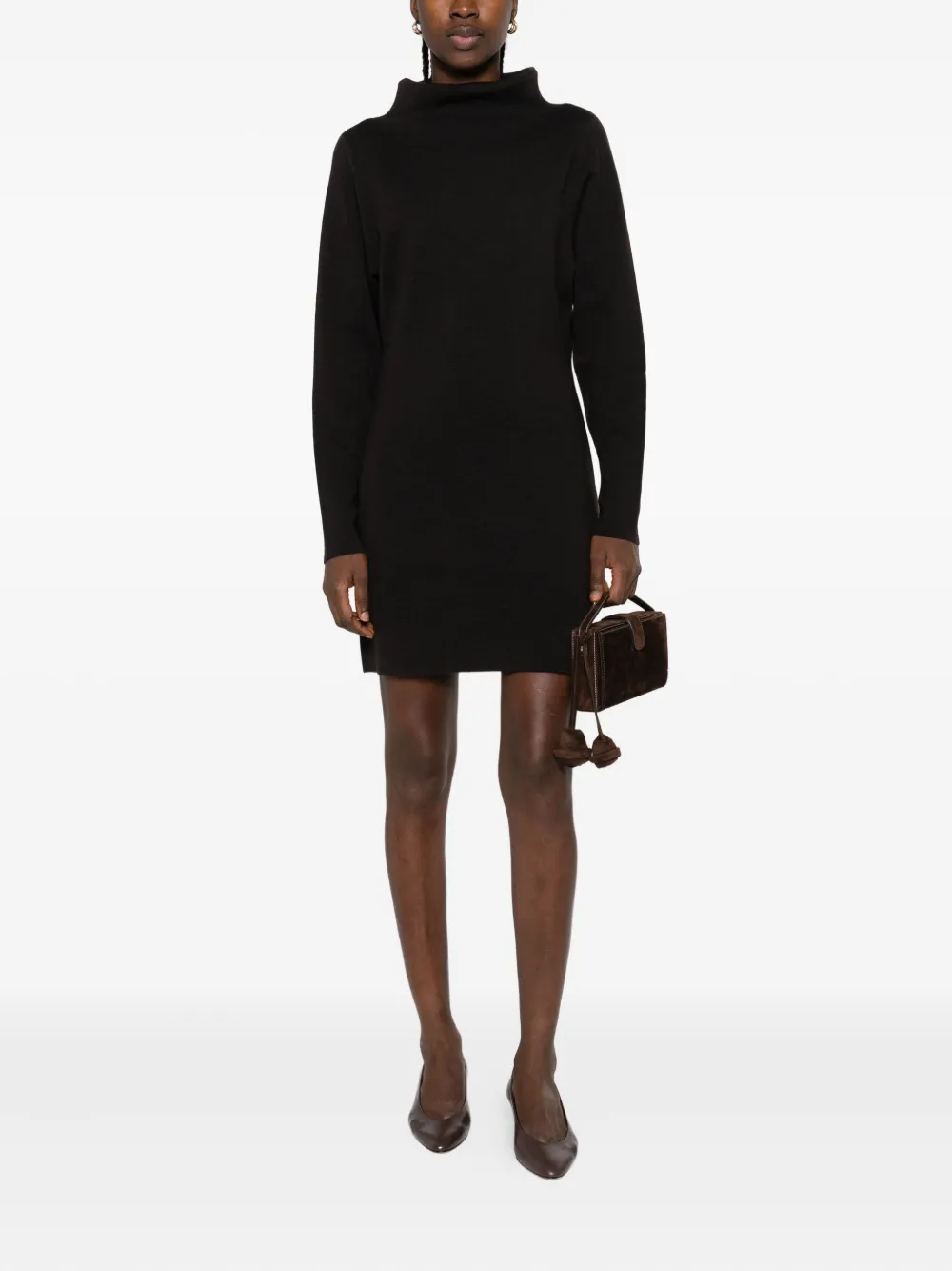 P.A.R.O.S.H. high-neck long-sleeve midi dress - Bruin