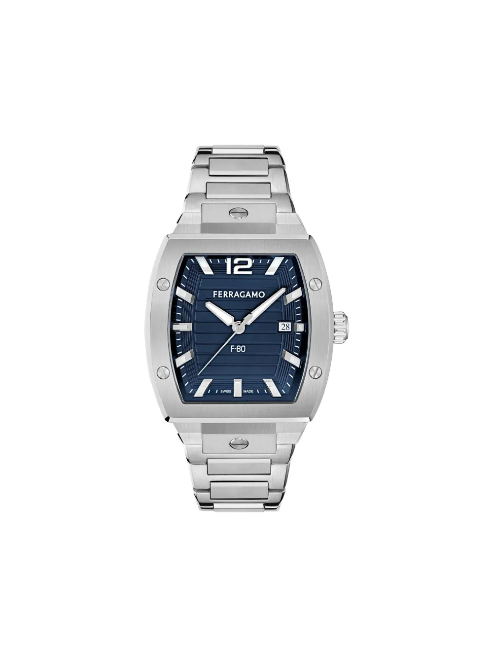 Ferragamo Stainless Steel Tonneau F-80 40mm In Metallic