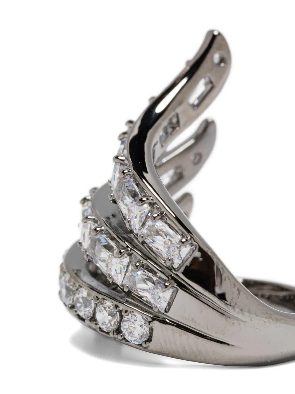 Swarovski Vienna Ruthenium-plated Swirl Ring In Metallic