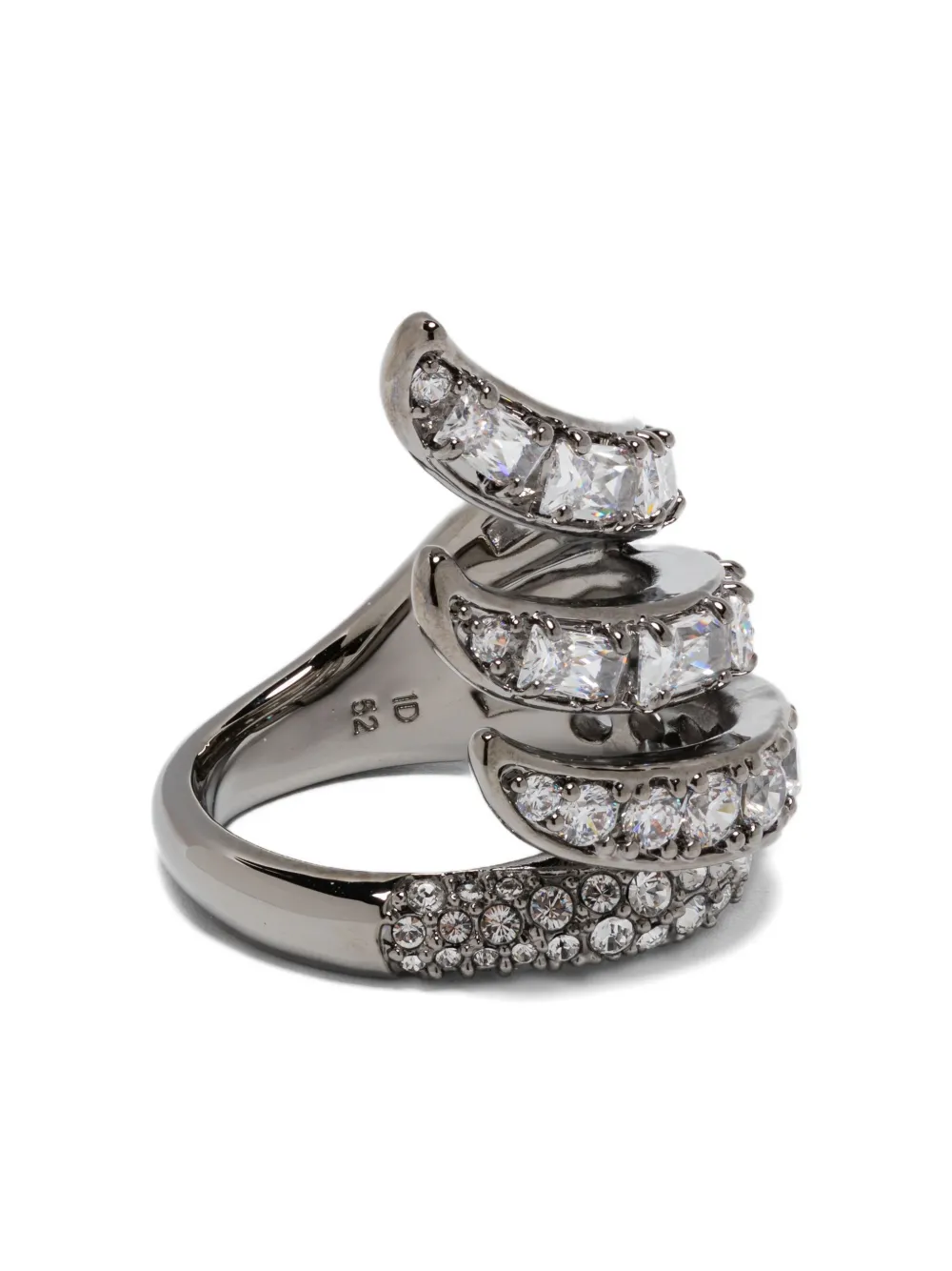 Swarovski Vienna Ruthenium-plated Swirl Ring In Silver