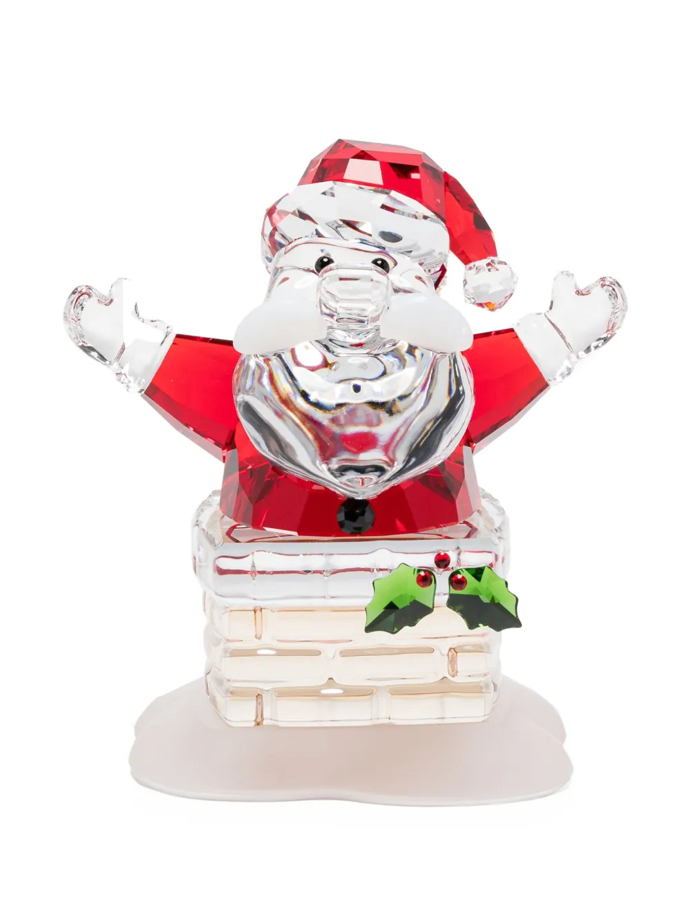 Swarovski Holiday Cheers Santa Claus Chimney Crystal Figurine (6cm X 6cm) In Red