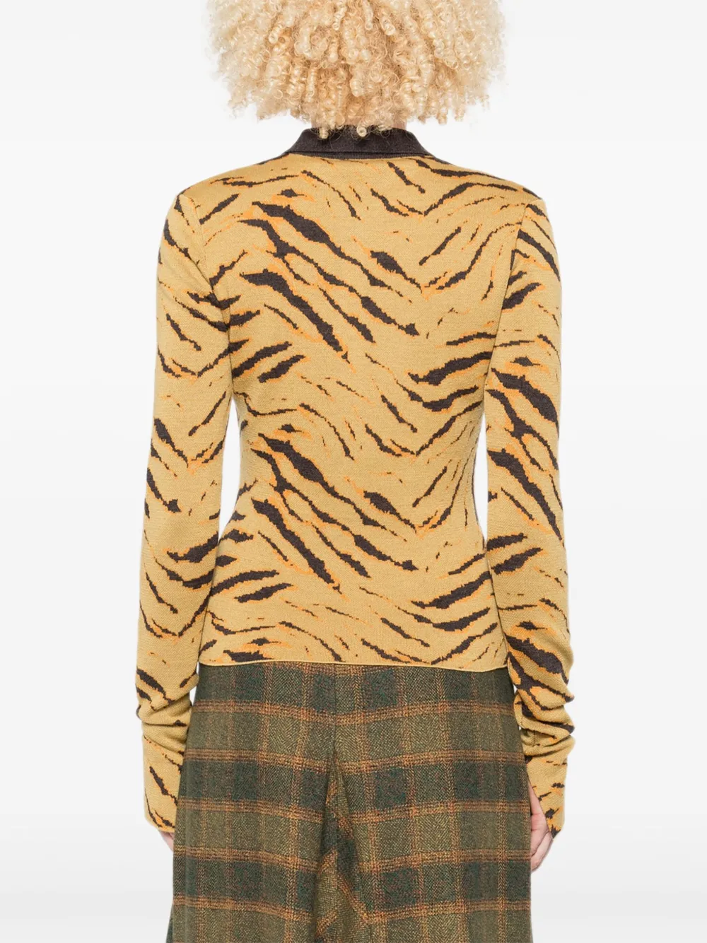 GANNI zebra-print polo top Beige