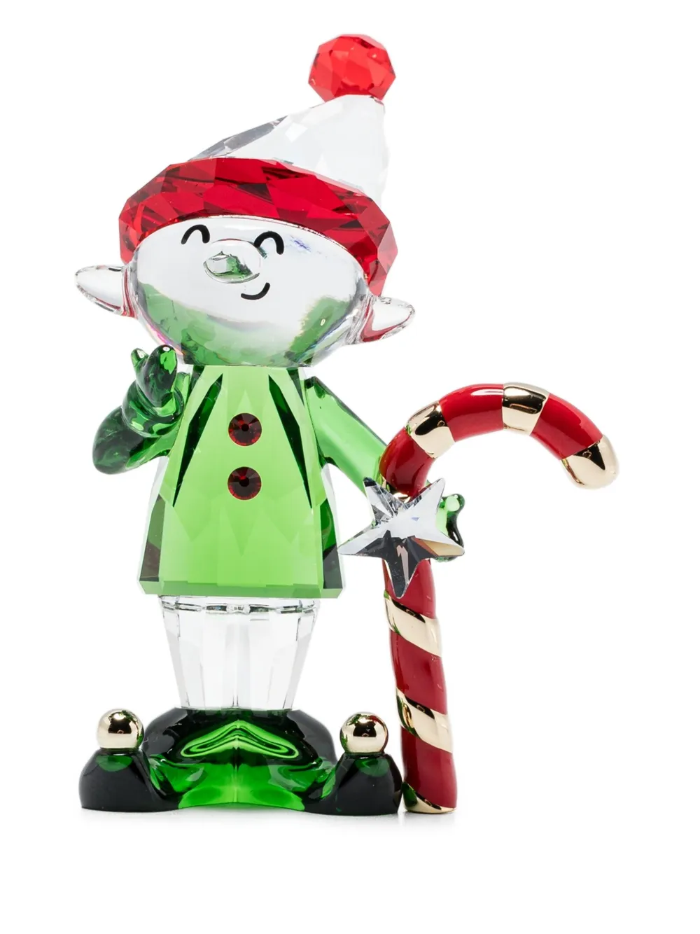 Swarovski Holiday Cheers Dulcis Elf And Candy Cane Ornament In Green