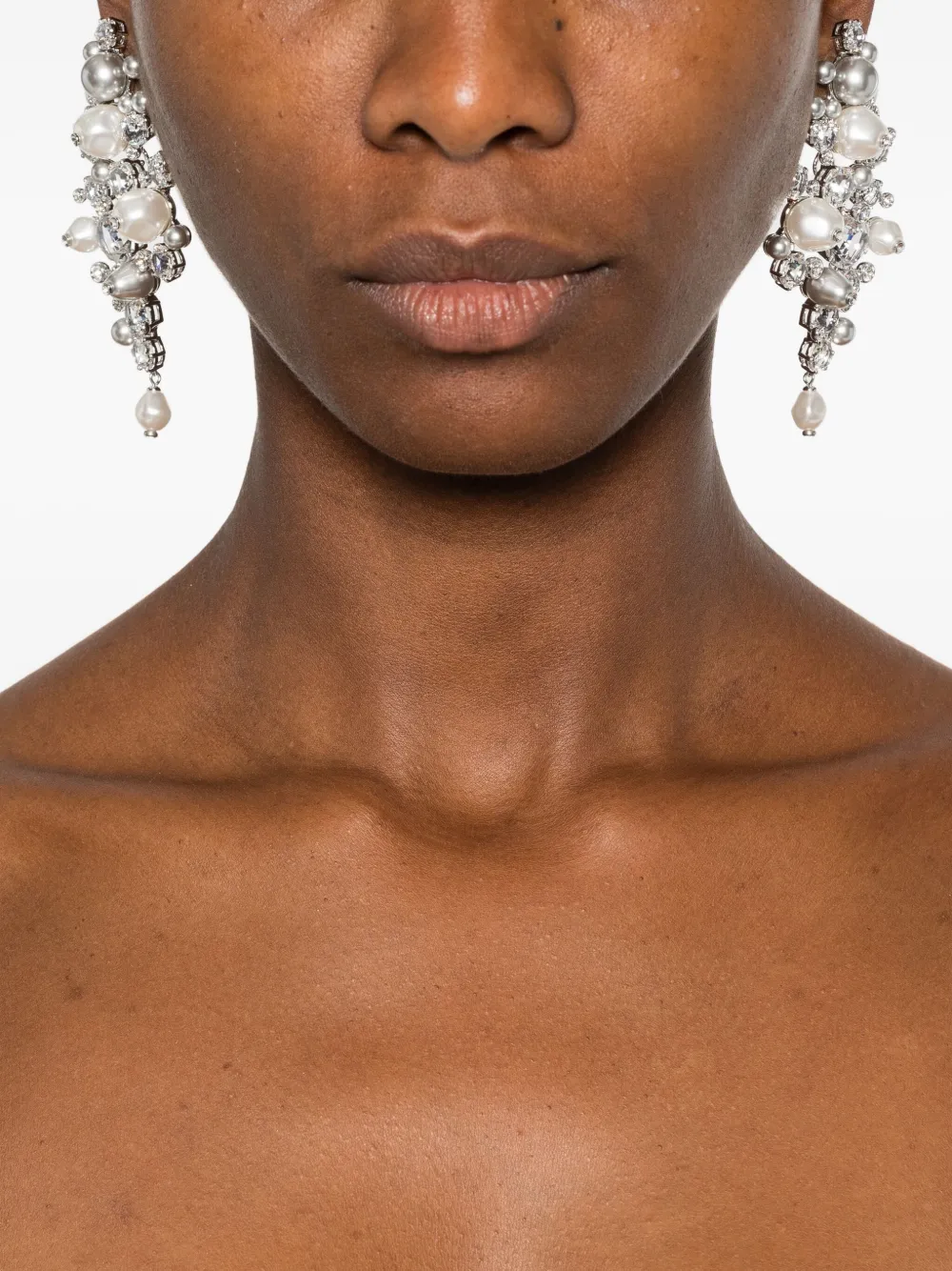 Swarovski Constella oorclips verfraaid met kristallen - Wit