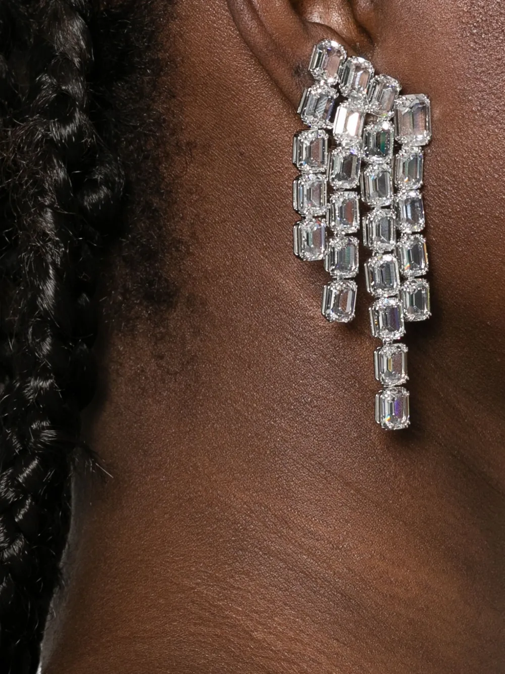 Swarovski Millenia Rhodium Plated Crystal Chandelier Clip Earrings In Metallic