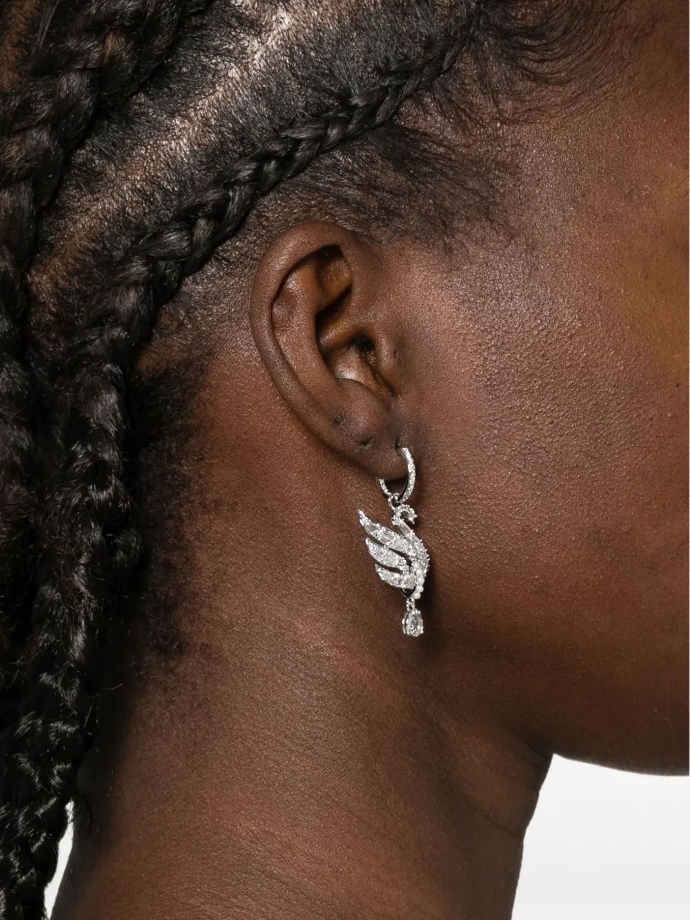 Swarovski Swan oorbellen met kristallen - Zilver