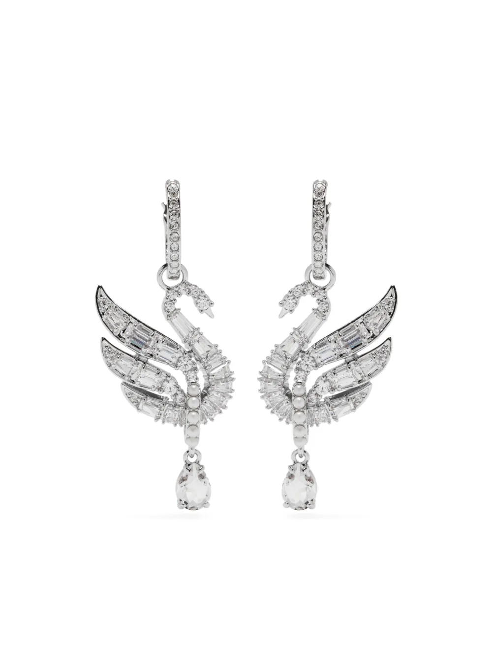 Swarovski Swan Crystal Earrings In Silver