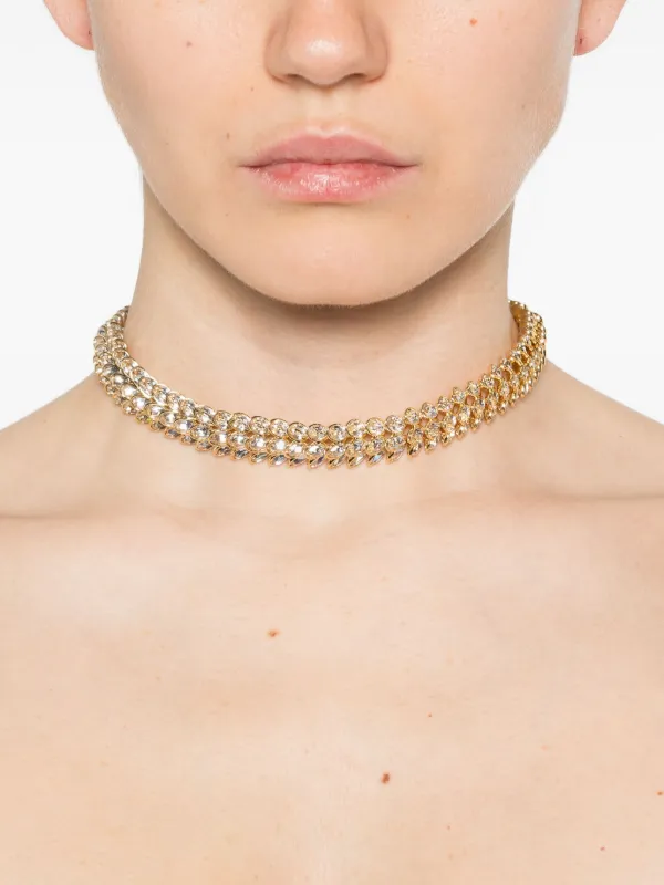 Swarovski Idyllia Choker Necklace Gold FARFETCH ID