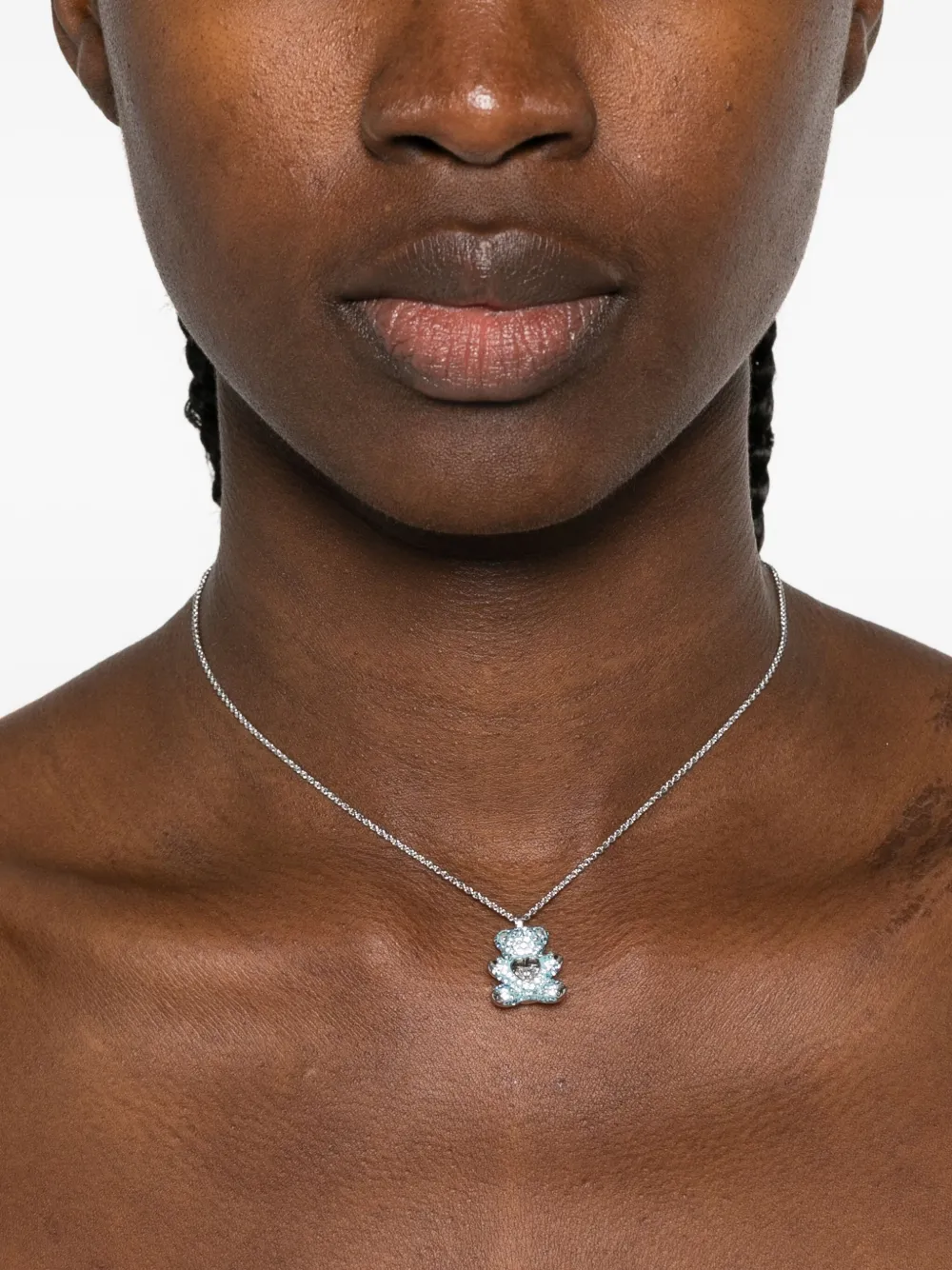Swarovski Halsketting met teddybeer - Zilver