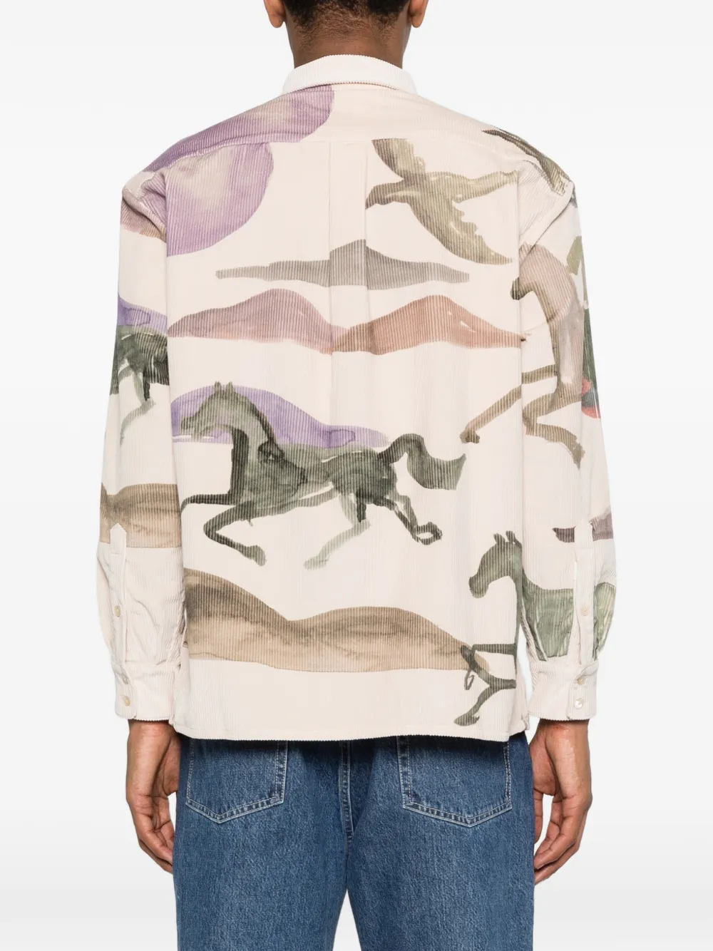 Derbin Corduroy Running Horses-Print Shirt