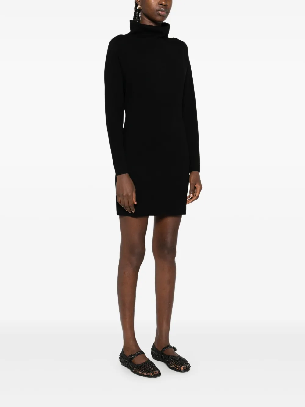 High-Neck Long-Sleeve Dress