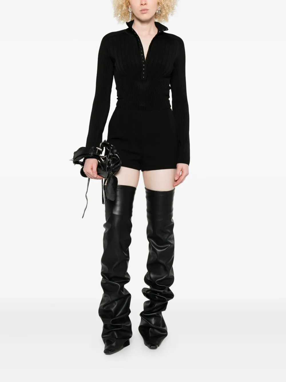 Mugler Geplooide shorts - Zwart