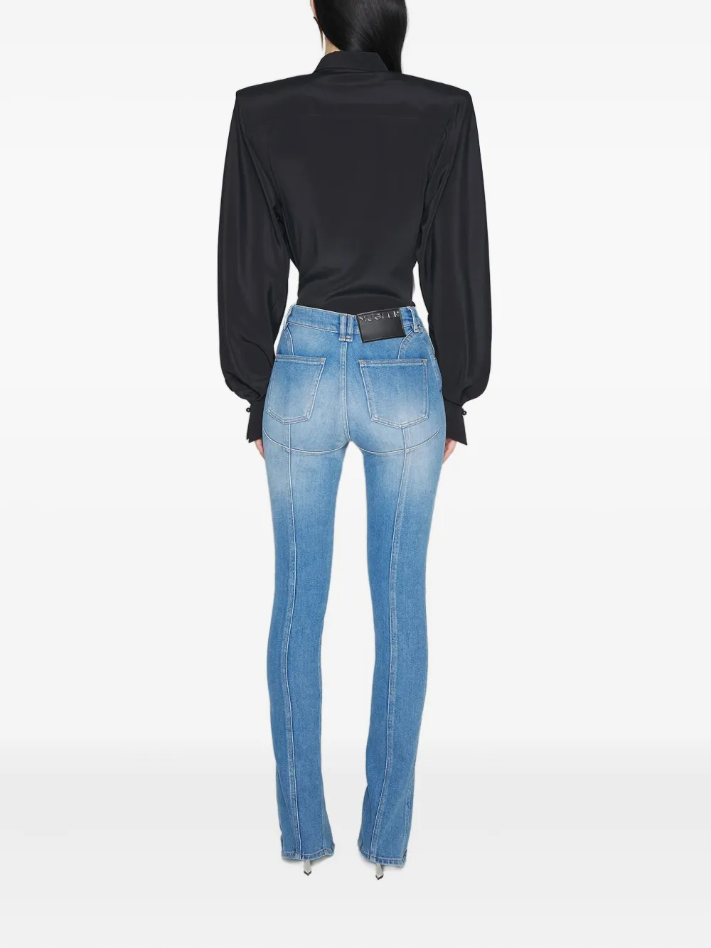 Mugler Jeans met split in de zoom en afwerking Blauw
