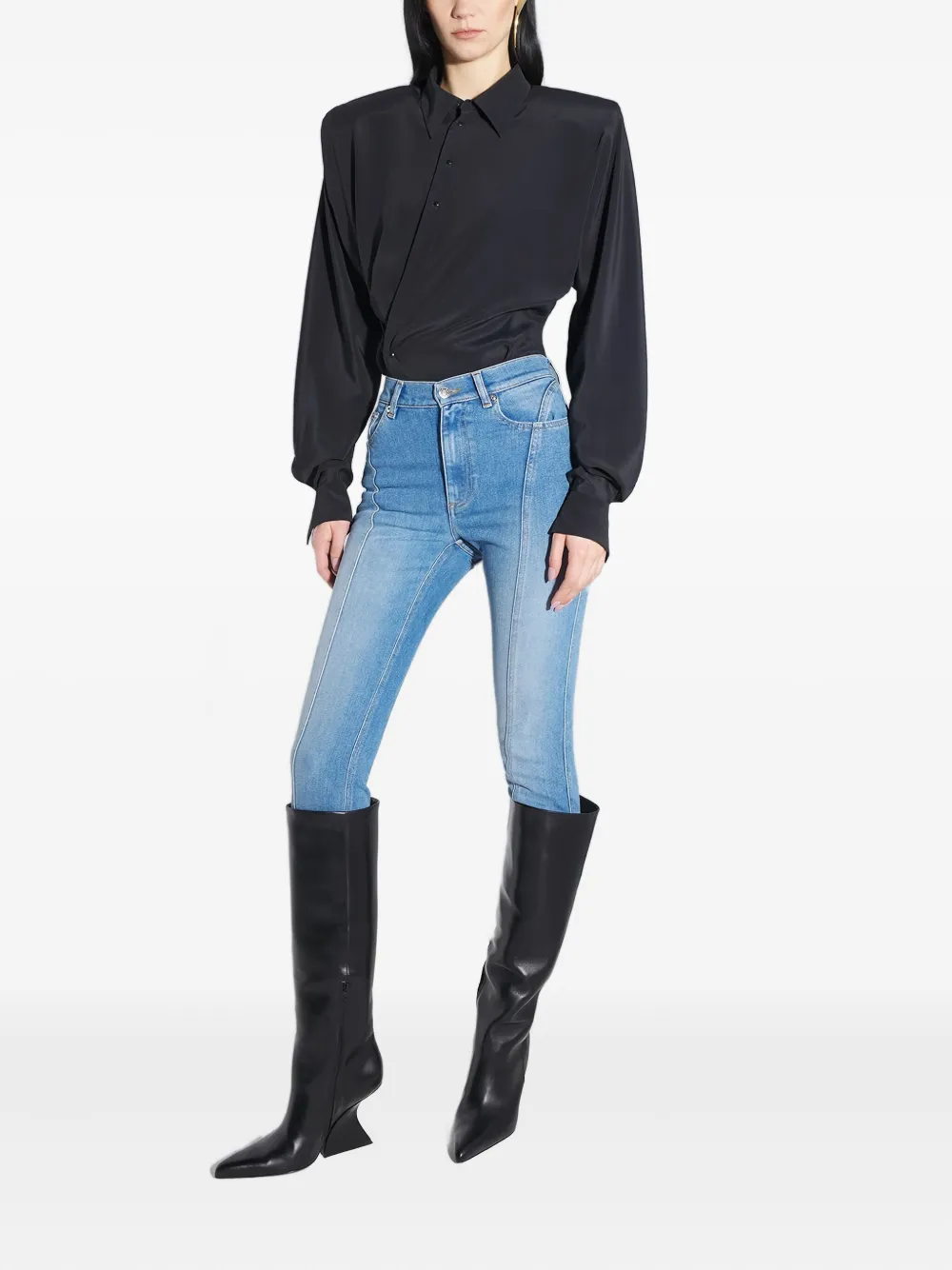 Mugler Jeans met split in de zoom en afwerking Blauw