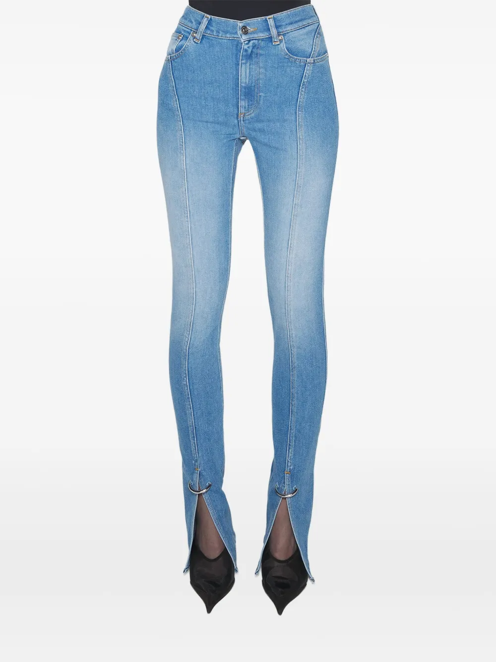 Mugler Jeans met split in de zoom en afwerking Blauw