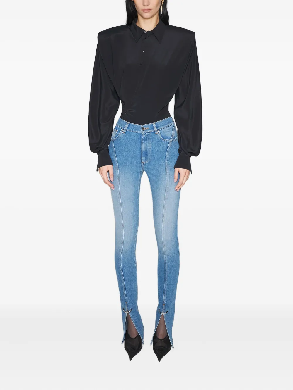 Mugler Jeans met split in de zoom en afwerking Blauw