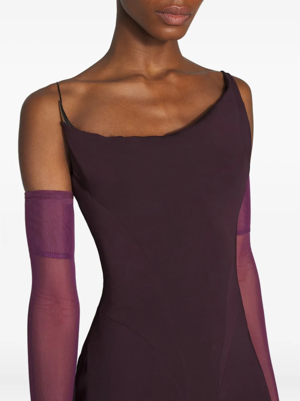 Mugler Asymmetrische maxi-jurk met schouders Paars
