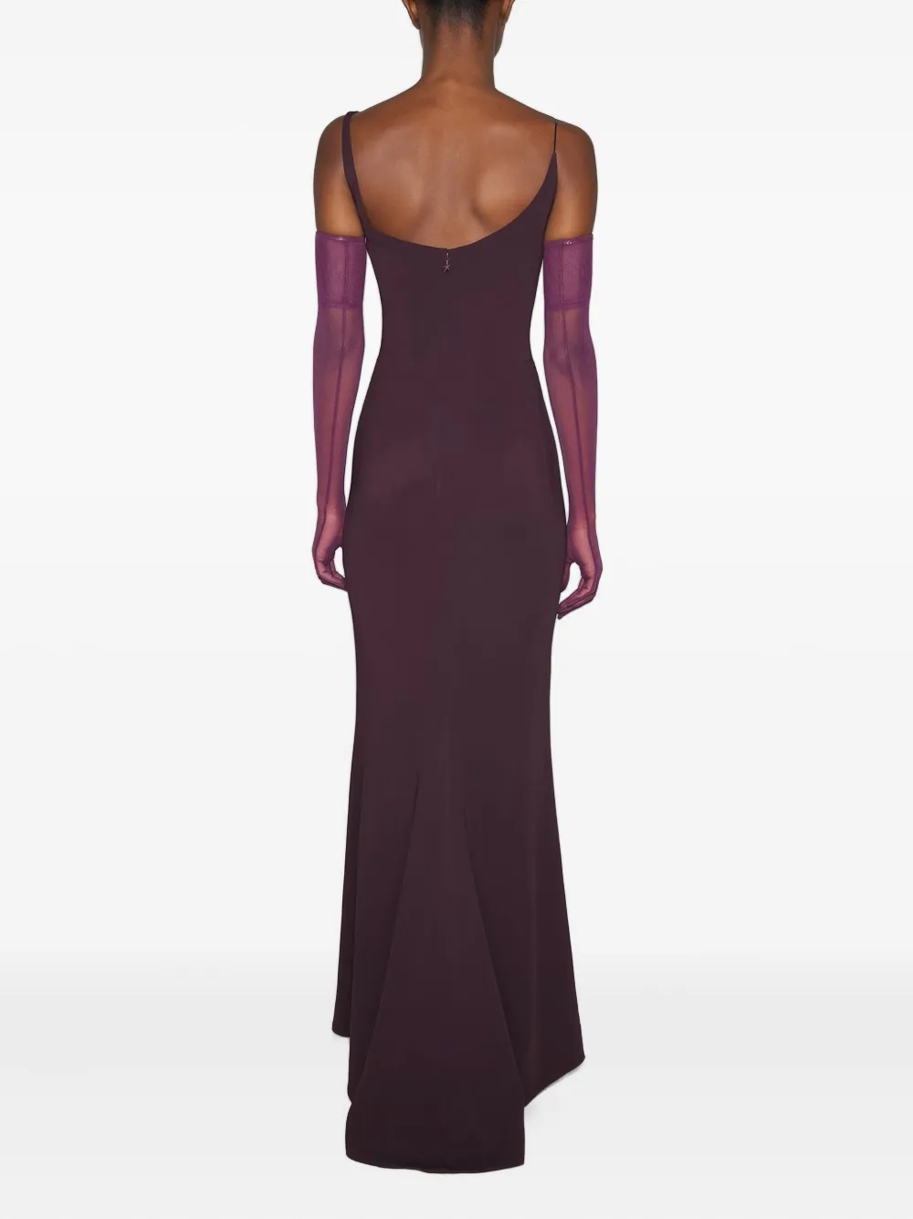Mugler Asymmetrische maxi-jurk met schouders Paars