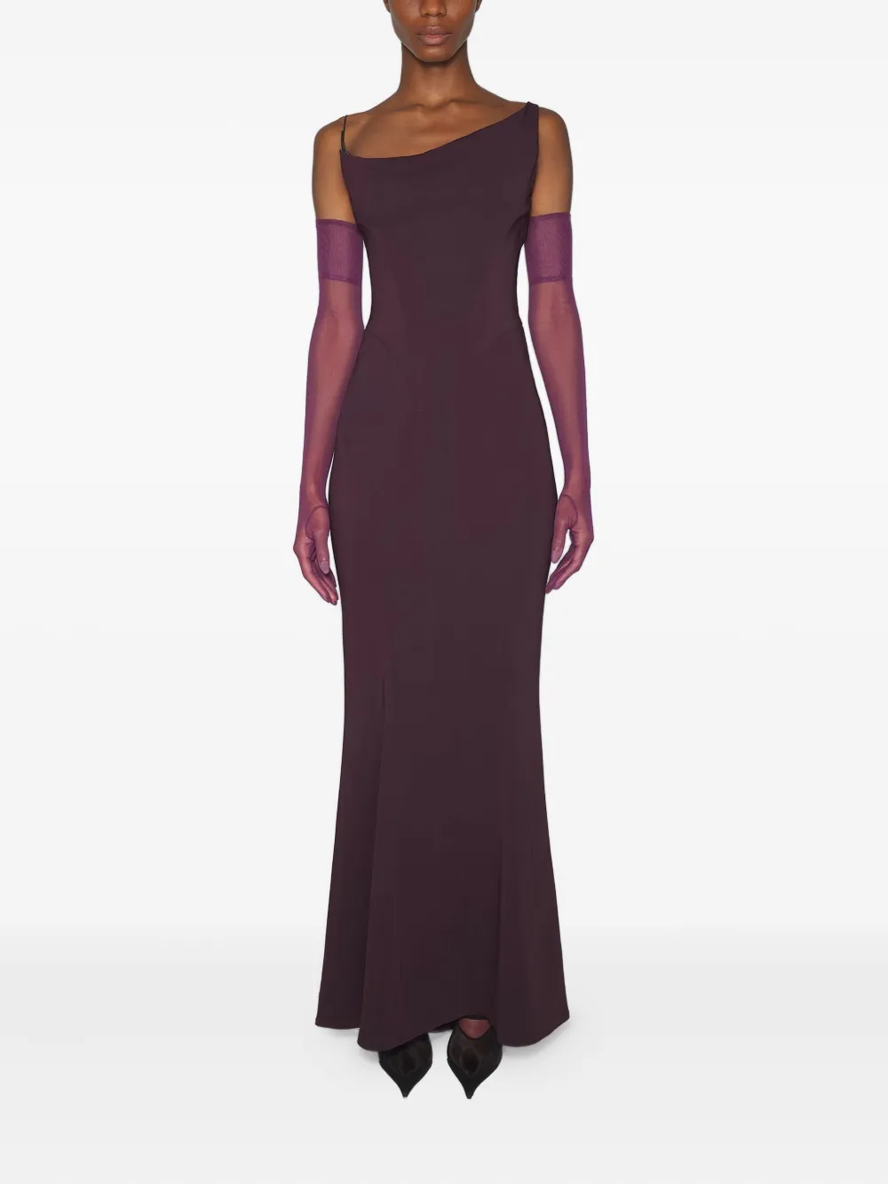 Mugler Asymmetrische maxi-jurk met schouders - Paars