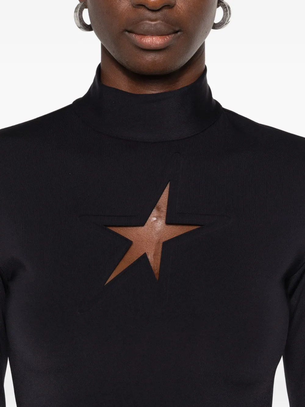 Mugler Keyhole-neck Long-sleeve Dress In Black