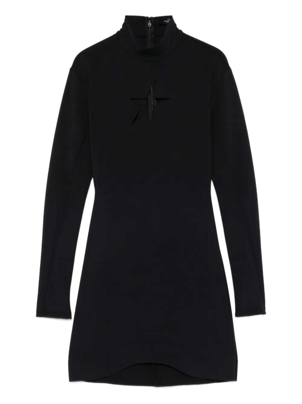keyhole-neck long-sleeve dress