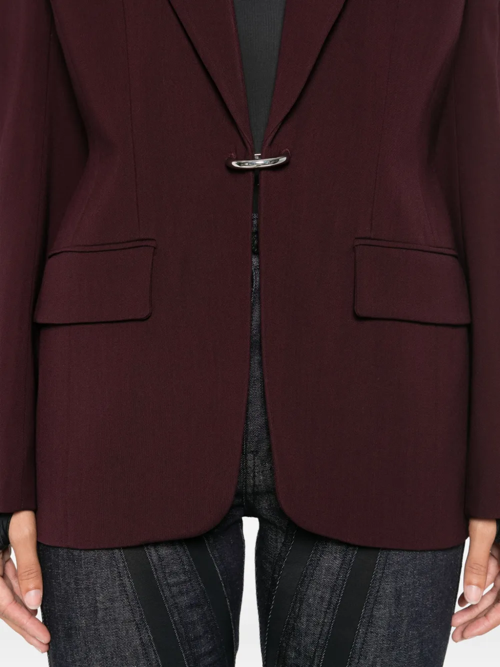 Mugler wollen jack met enkele rij knopen Rood