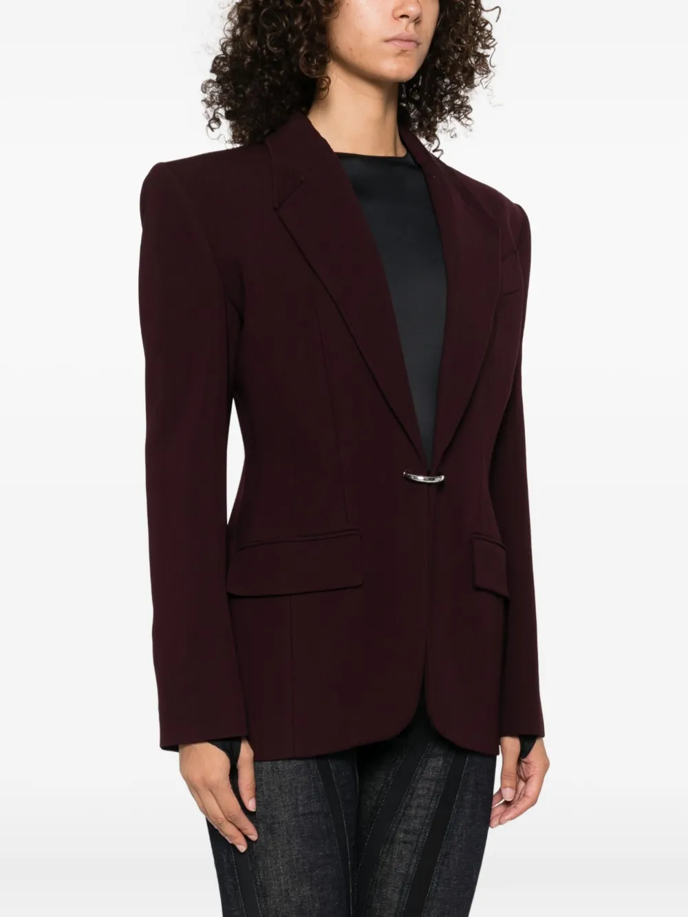 Mugler wollen jack met enkele rij knopen Rood