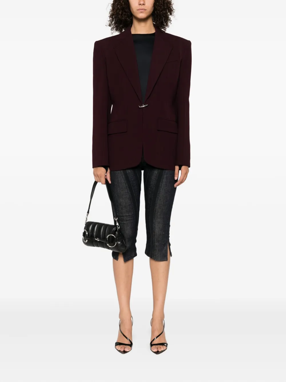 Mugler wollen jack met enkele rij knopen Rood