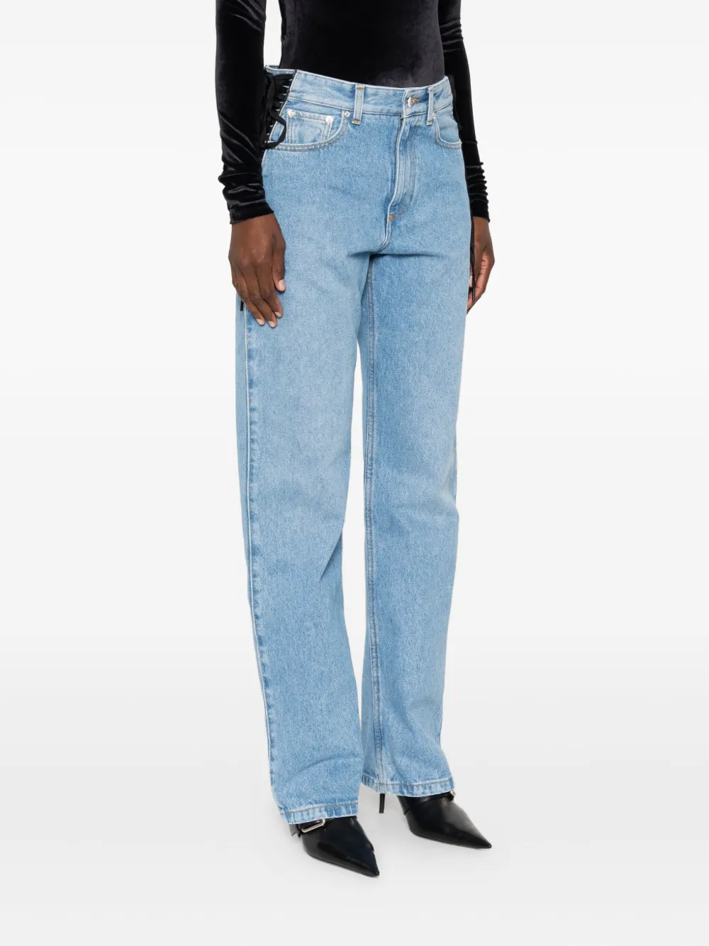 Mugler Katoenen jeans met veters Blauw