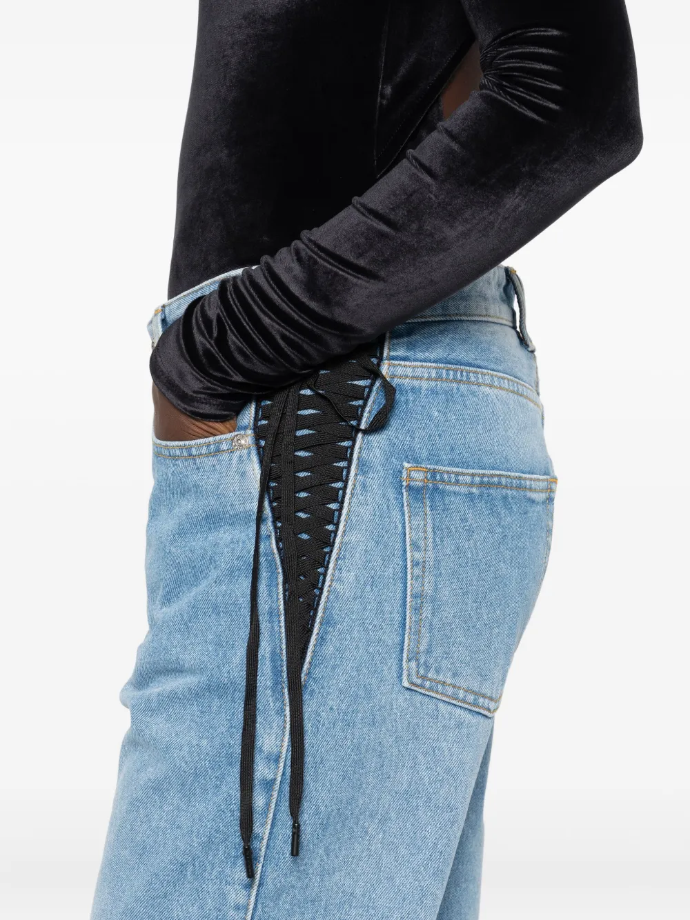 Mugler Katoenen jeans met veters Blauw