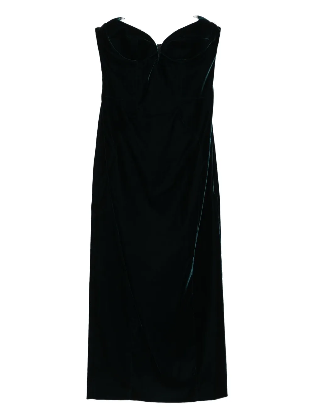 Mugler velvet strapless midi dress - Verde