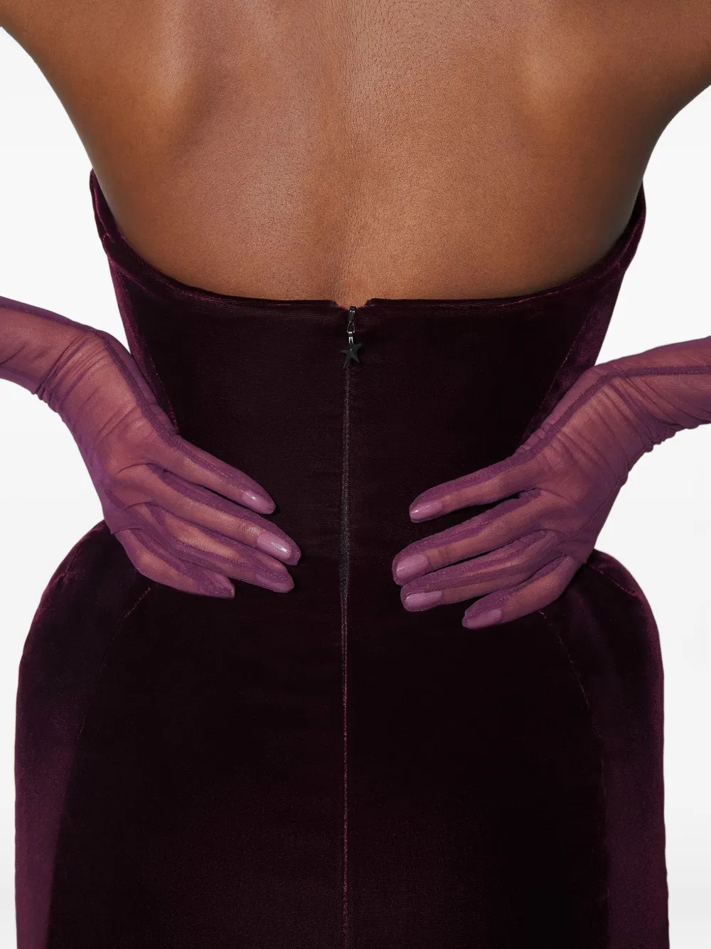 Mugler Strapless maxi-jurk Rood