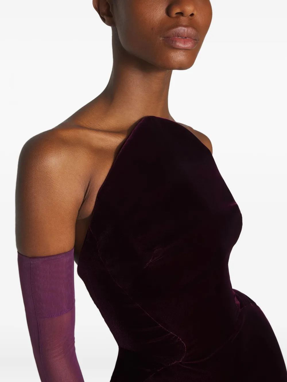 Mugler Strapless maxi-jurk Rood