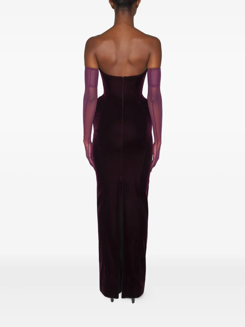 Mugler Strapless maxi-jurk Rood