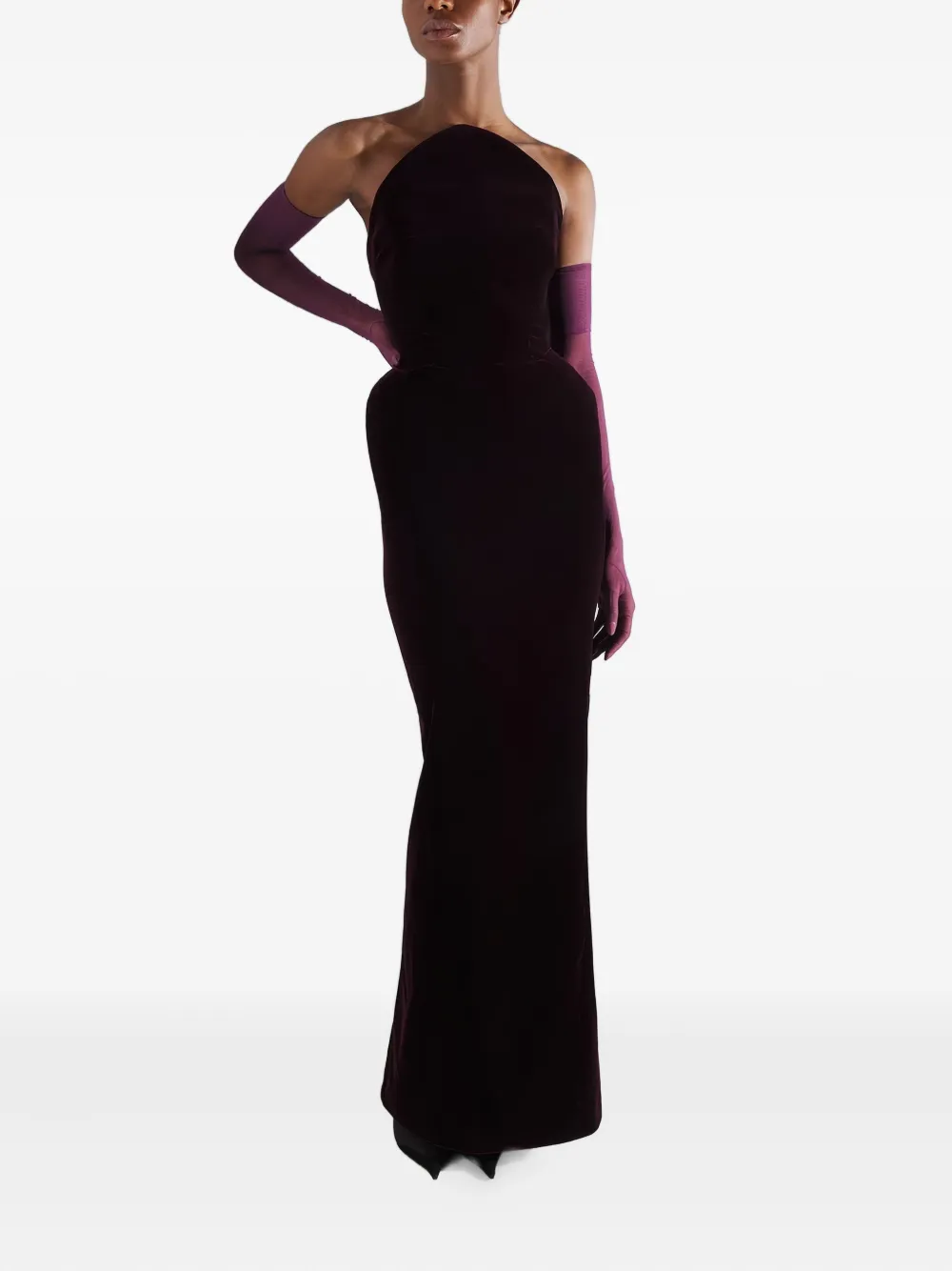 Mugler Strapless maxi-jurk - Rood
