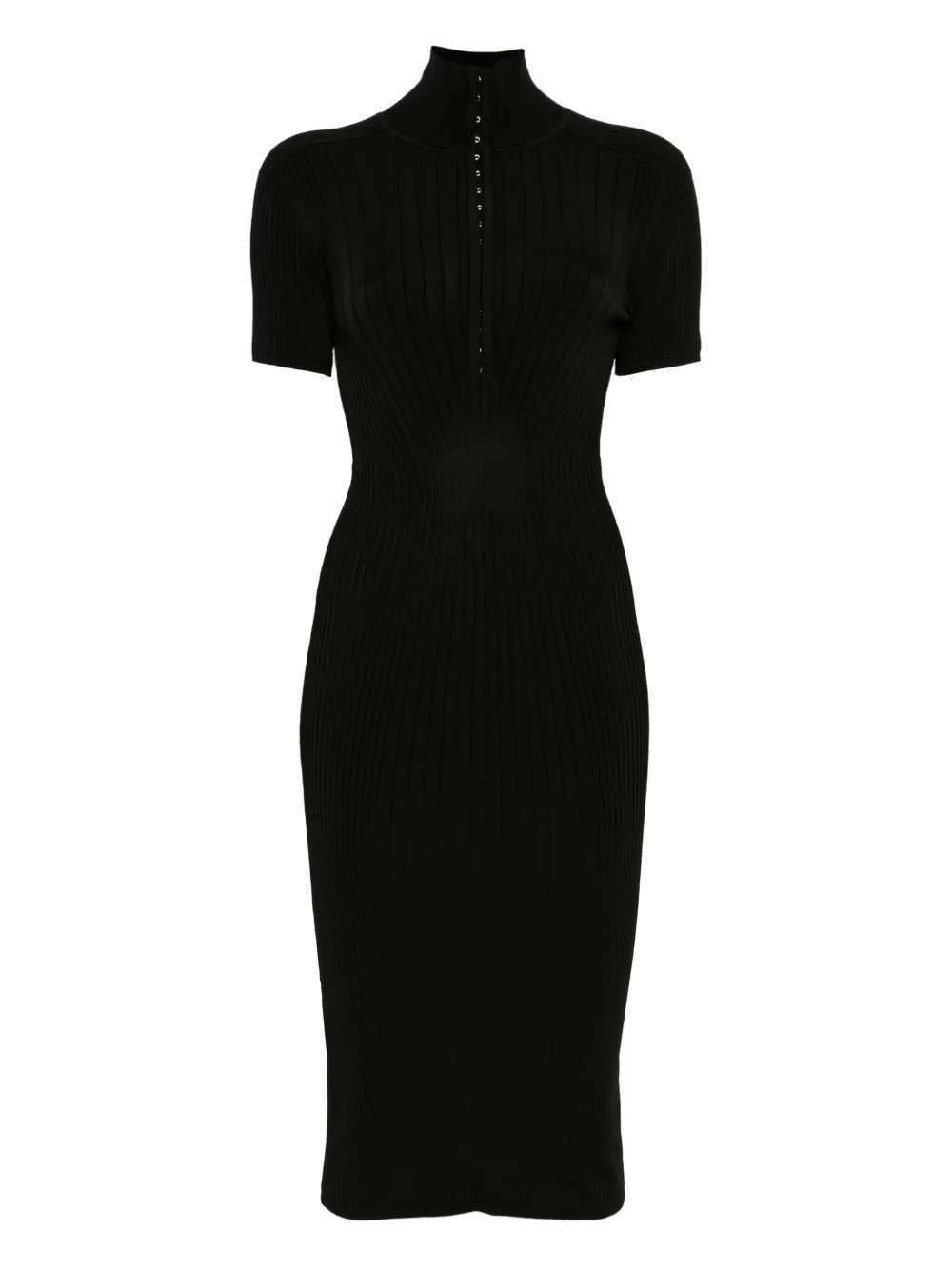 hook-and-eye rib-knit midi dress