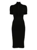 Mugler hook-and-eye rib-knit midi dress - Black