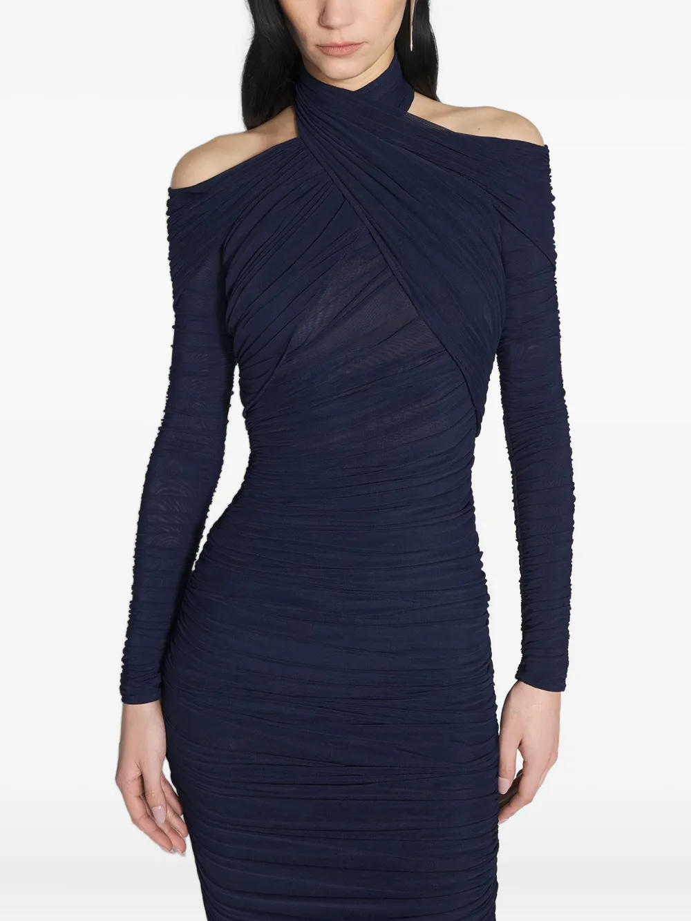 Mugler draped midi dress Blauw