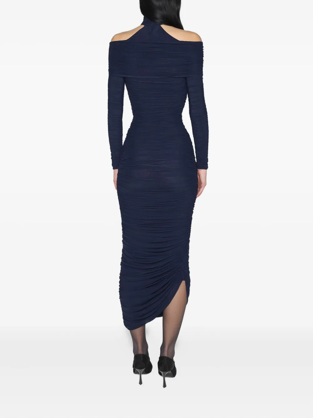 Mugler draped midi dress Blauw