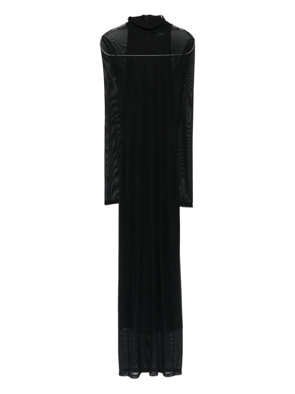 Mugler High-neck Mesh Maxi Dress In Black