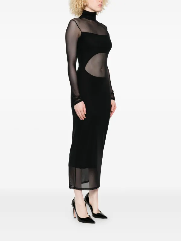 Mugler high-neck Mesh Maxi Dress | Black | FARFETCH ID
