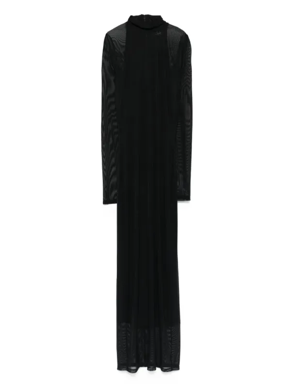 Mugler High-neck Mesh Maxi Dress in Black