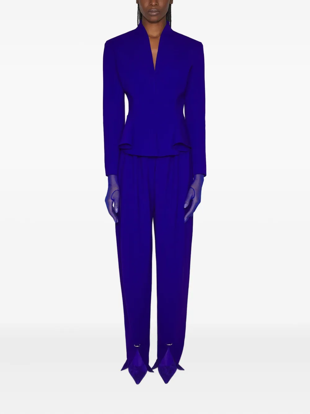 Mugler Plooibroek met split in de zoom Blauw