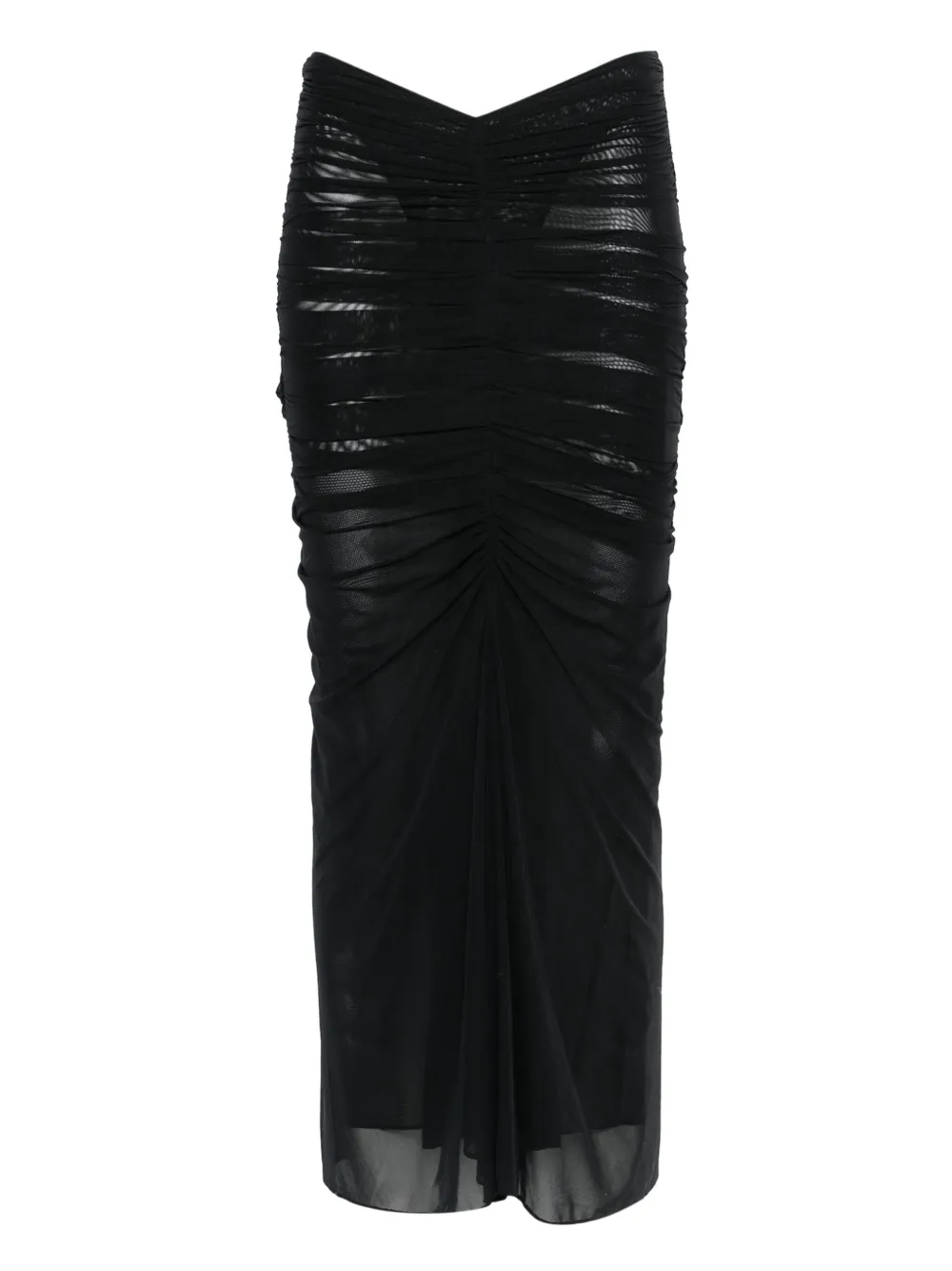 Mugler ruched mesh midi skirt | Black | Image 1