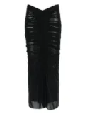 Mugler ruched mesh midi skirt - Black