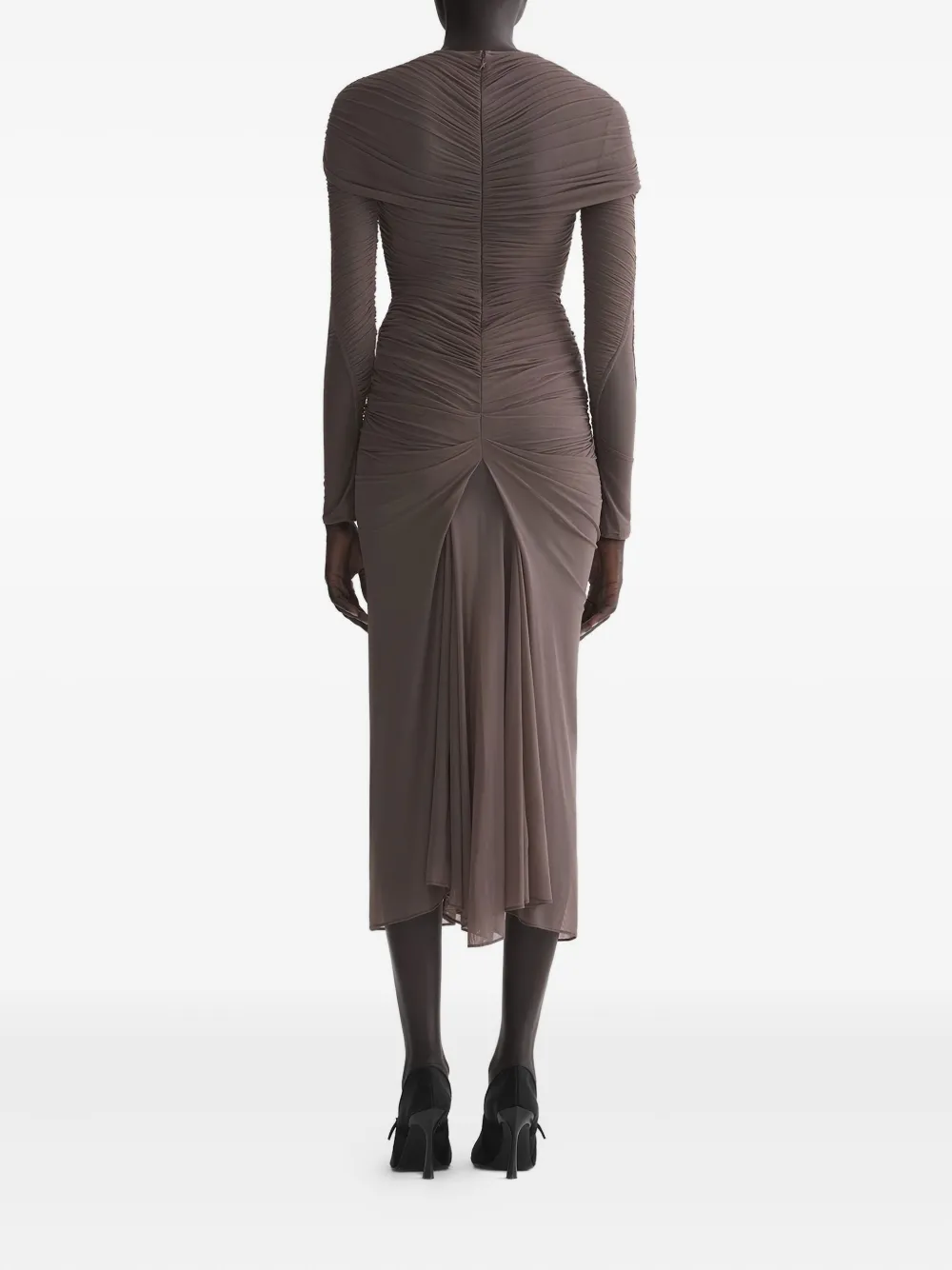 Mugler Asymmetrische rok met mesh Bruin