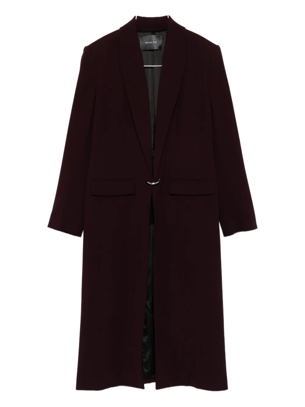 Mugler Notched-lapel Wool Coat In Burgundy
