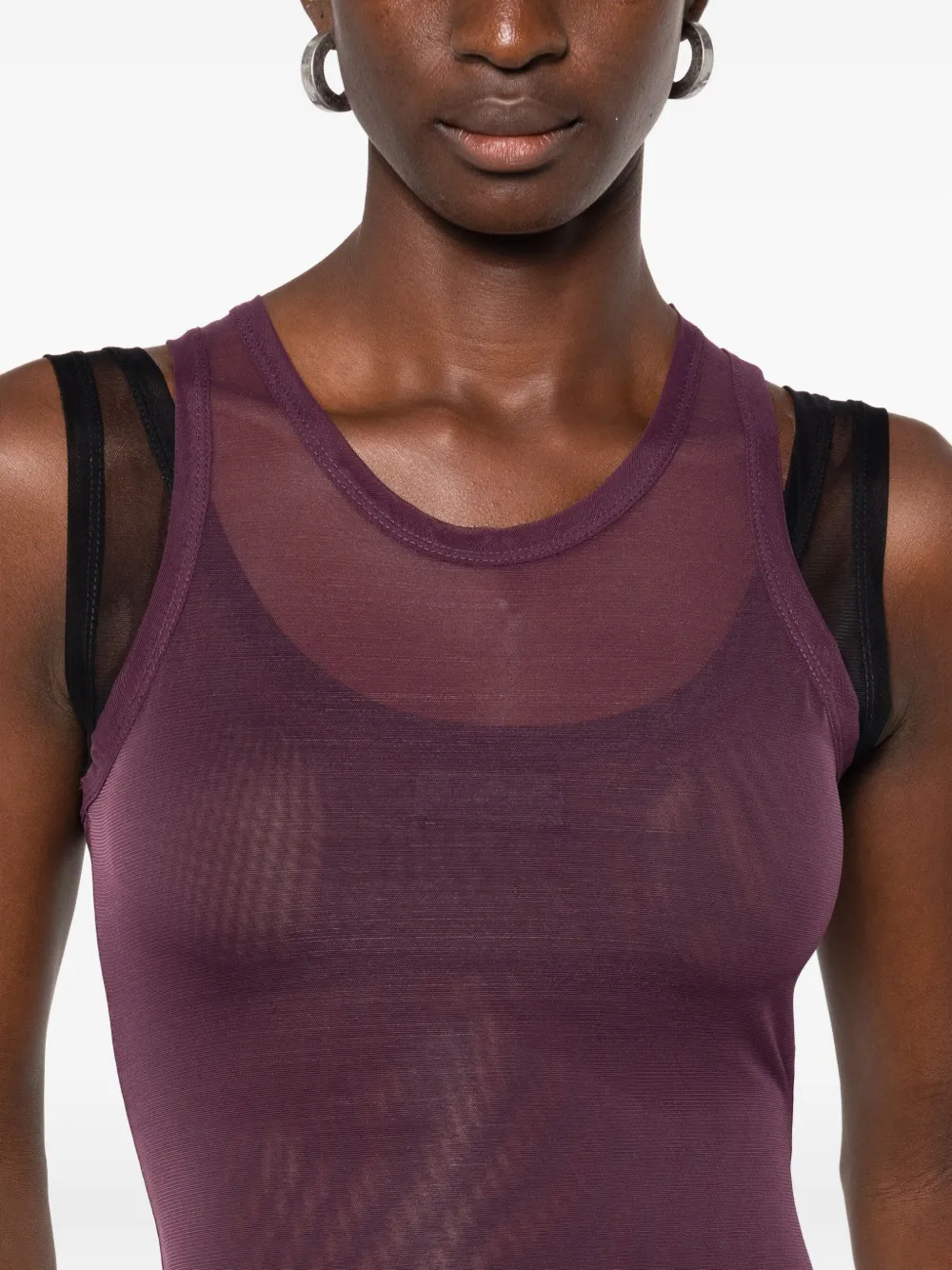 Mugler Gelaagde body met mesh Rood